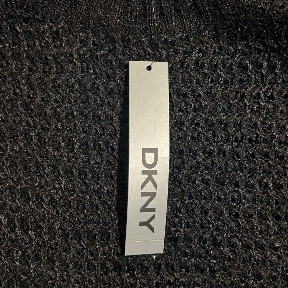 DKNY Black Textured Knit Sequins Crewneck Sweater - Picture 9 of 10